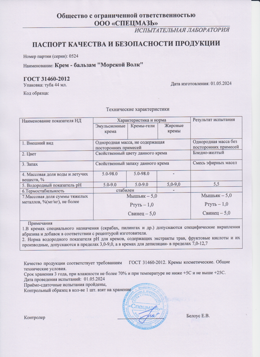Паспорт №052024